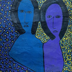 Siamois de Dieuseul Paul est une œuvre captivante qui explore le lien profond entre deux êtres. À travers des formes entrelacées et des couleurs expressives, l’artiste évoque l’unité, la dualité et l’interconnexion, reflétant une vision symbolique de l’identité et de la symbiose humaine.