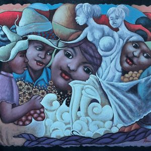 Les Enfants de Dieu de Laurent Ceau dépeint l’innocence et la spiritualité à travers le regard pur de l’enfance. Les personnages, baignés dans une lumière apaisante, incarnent l’espoir et la connexion divine, évoquant une foi profonde et un message d’amour universel.