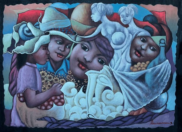 Les Enfants de Dieu de Laurent Ceau dépeint l’innocence et la spiritualité à travers le regard pur de l’enfance. Les personnages, baignés dans une lumière apaisante, incarnent l’espoir et la connexion divine, évoquant une foi profonde et un message d’amour universel.