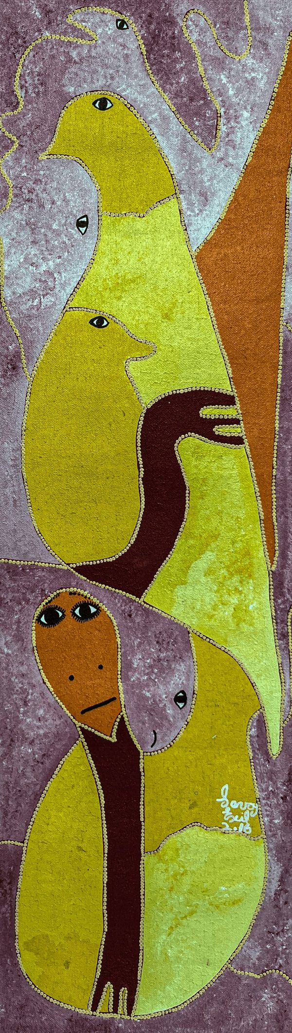 2.16 de Levoy Exil incarne parfaitement l’esthétique du mouvement Saint-Soleil, mêlant spiritualité et abstraction. À travers une palette vibrante et des formes organiques, l’artiste crée une composition dynamique où les éléments mystiques et naturels se confondent. Son style distinctif traduit une connexion profonde avec l’univers et les forces invisibles, invitant à une interprétation intuitive et symbolique.