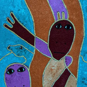 2.18 de Levoy Exil (10 x 30) illustre son univers mystique et cosmique, caractéristique du mouvement Saint-Soleil. À travers des formes fluides et des motifs symboliques, l’artiste crée une composition vibrante où la nature et la spiritualité se mêlent harmonieusement. Son utilisation des couleurs et des textures invite à une contemplation profonde, reflétant une connexion entre le visible et l’invisible.