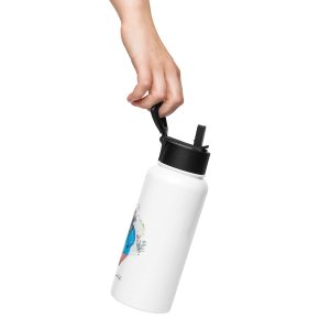 Stainless steel water bottle with straw , Hector Hyypolite