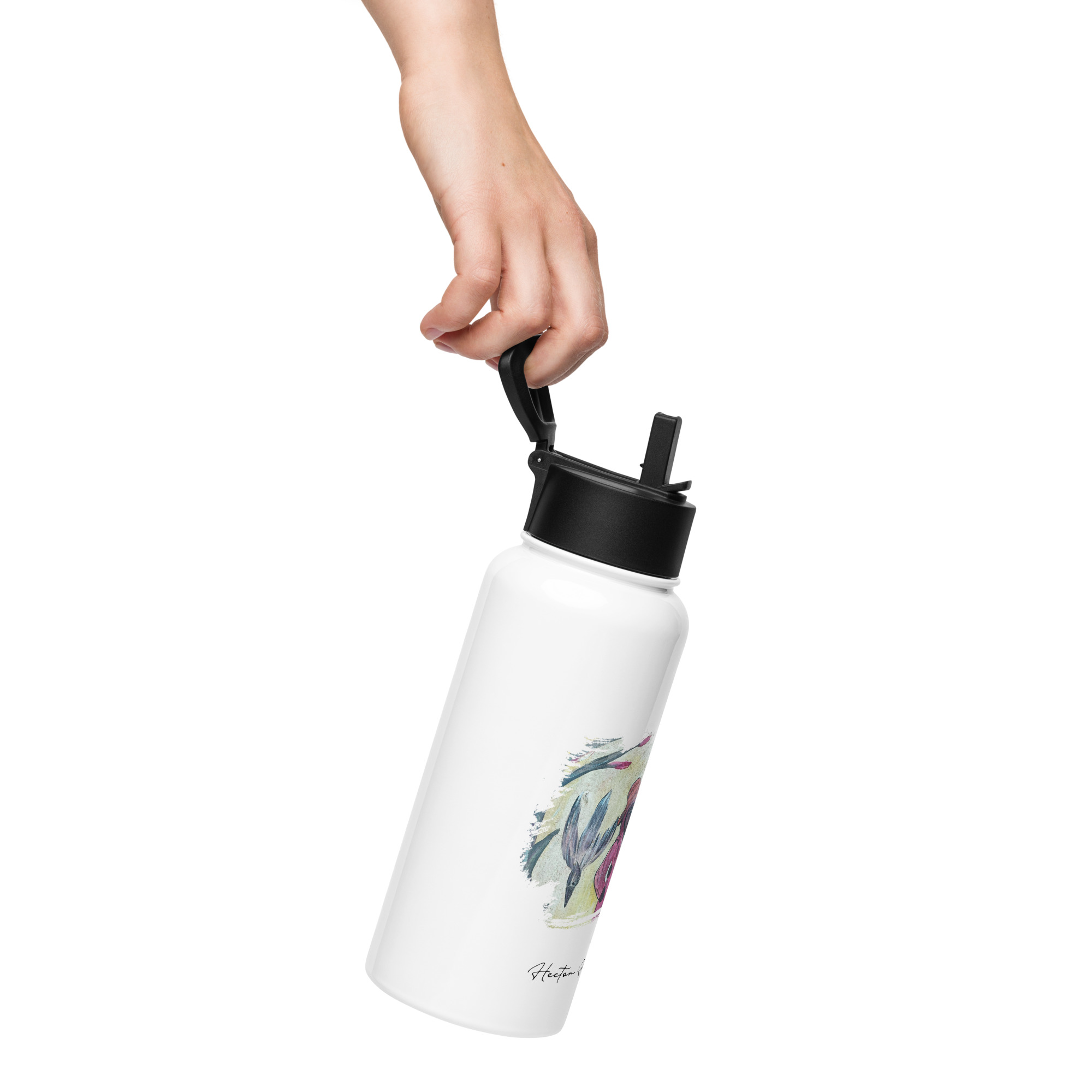 Stainless steel water bottle with straw , Hector Hyypolite - Image 2