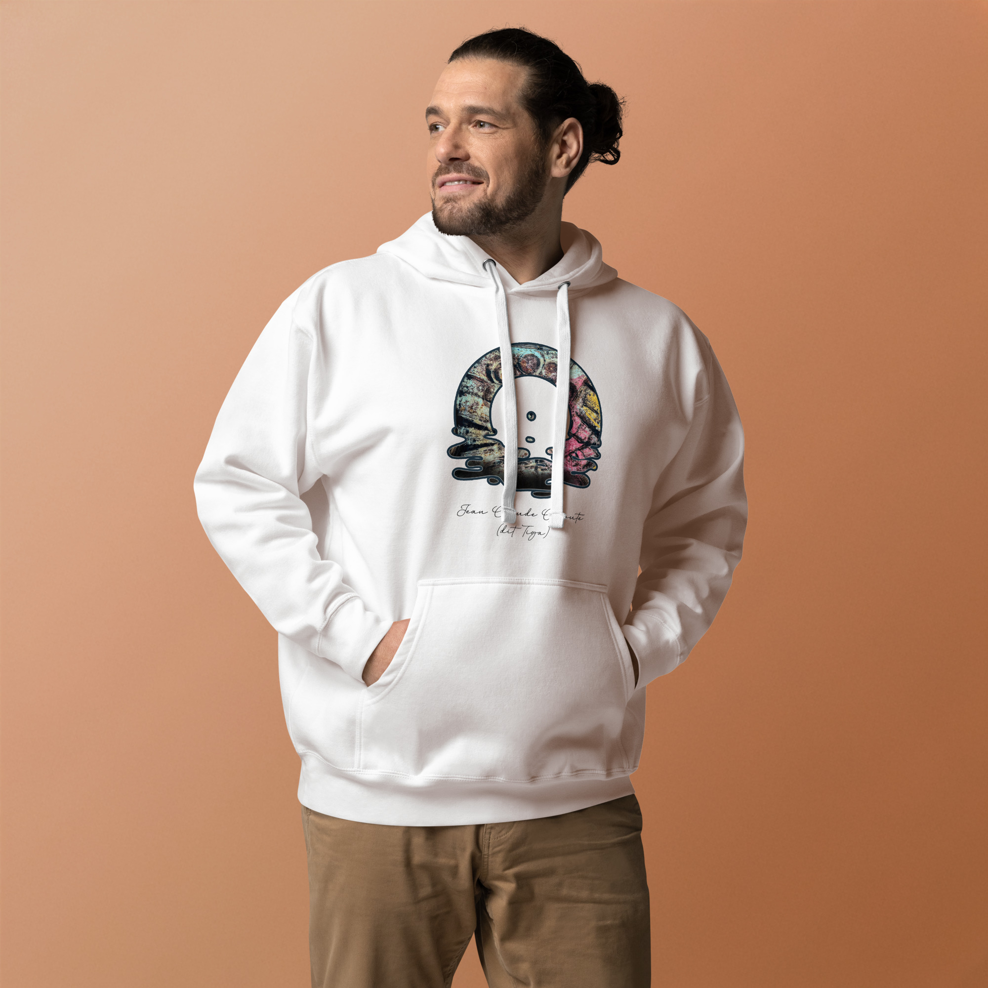 8 White Graphic Hoodie unisex inspired by Tiga's Art: The Ultimate Comfort and Street Style - Image 5