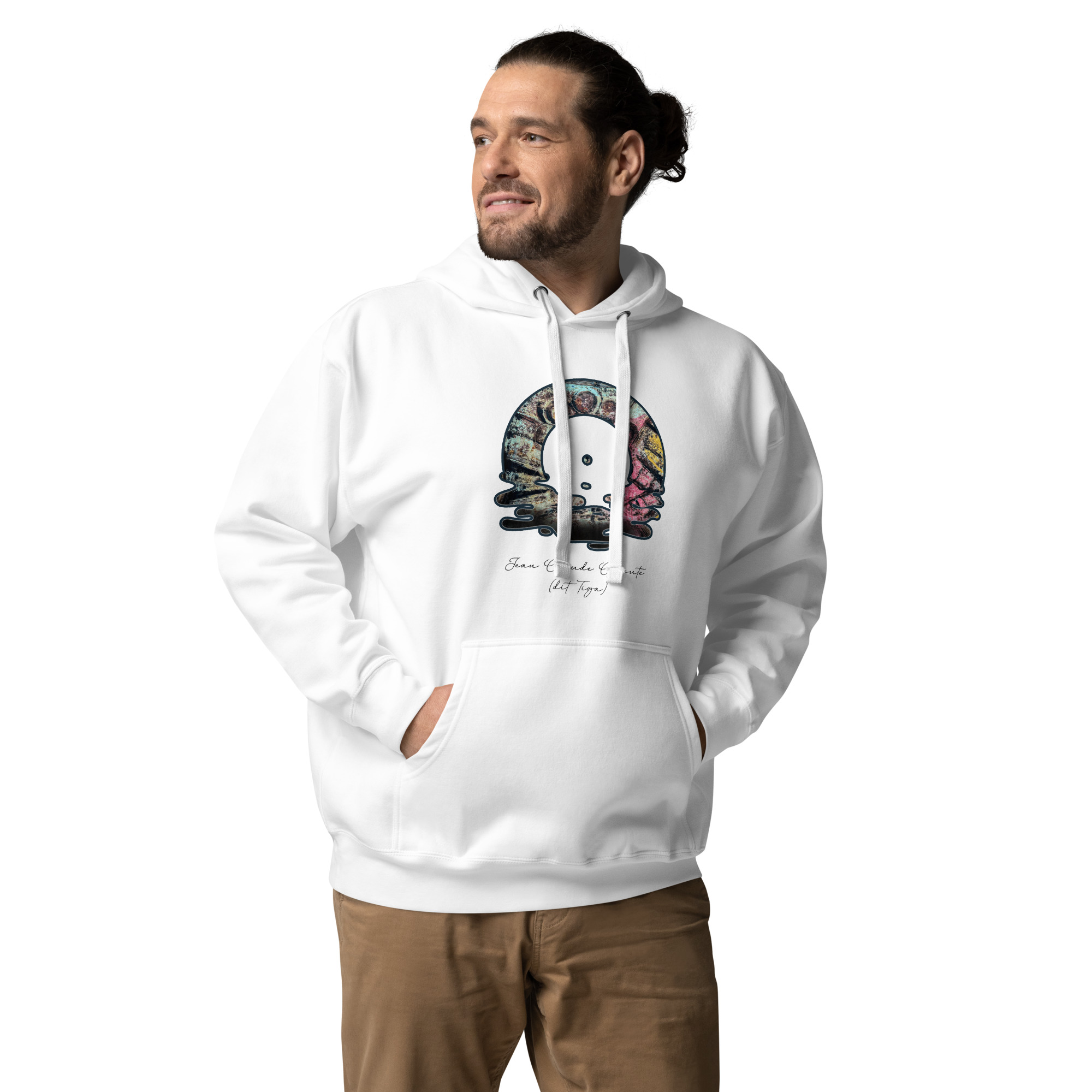 8 White Graphic Hoodie unisex inspired by Tiga's Art: The Ultimate Comfort and Street Style - Image 3