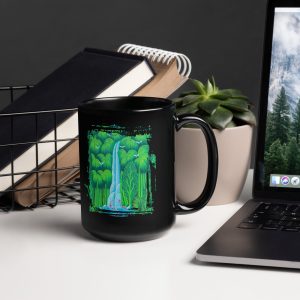 90 Stunning Black Glossy Mug HR BRESIL | Breathtaking Tropical Waterfall Series